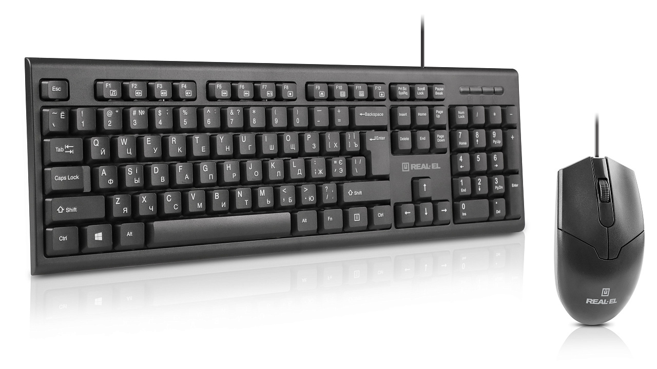 Клавіатура в комплекті з мишею REAL-EL Kit 511 Black (EL123100052)